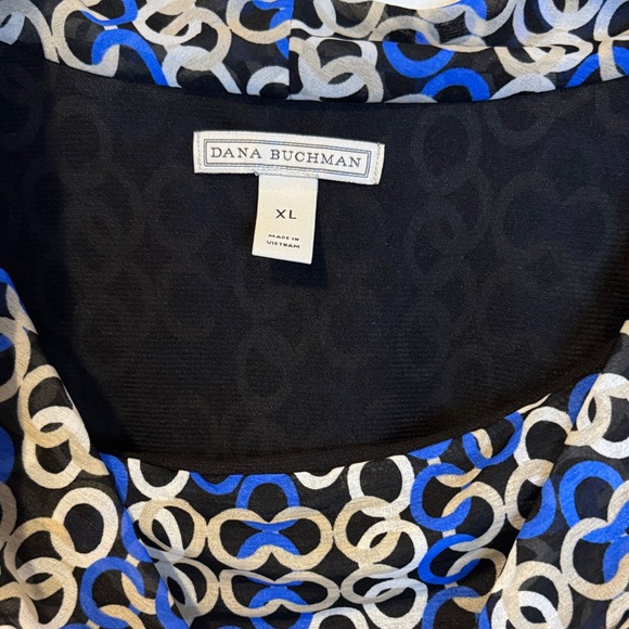 Dana Buchman Blue and Black Patterned Blouse - Picture 2 of 3